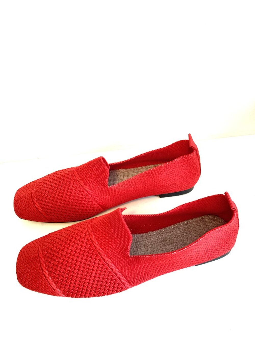 Shein Red Knit Slip-on Flats Size US 7.5 China 39